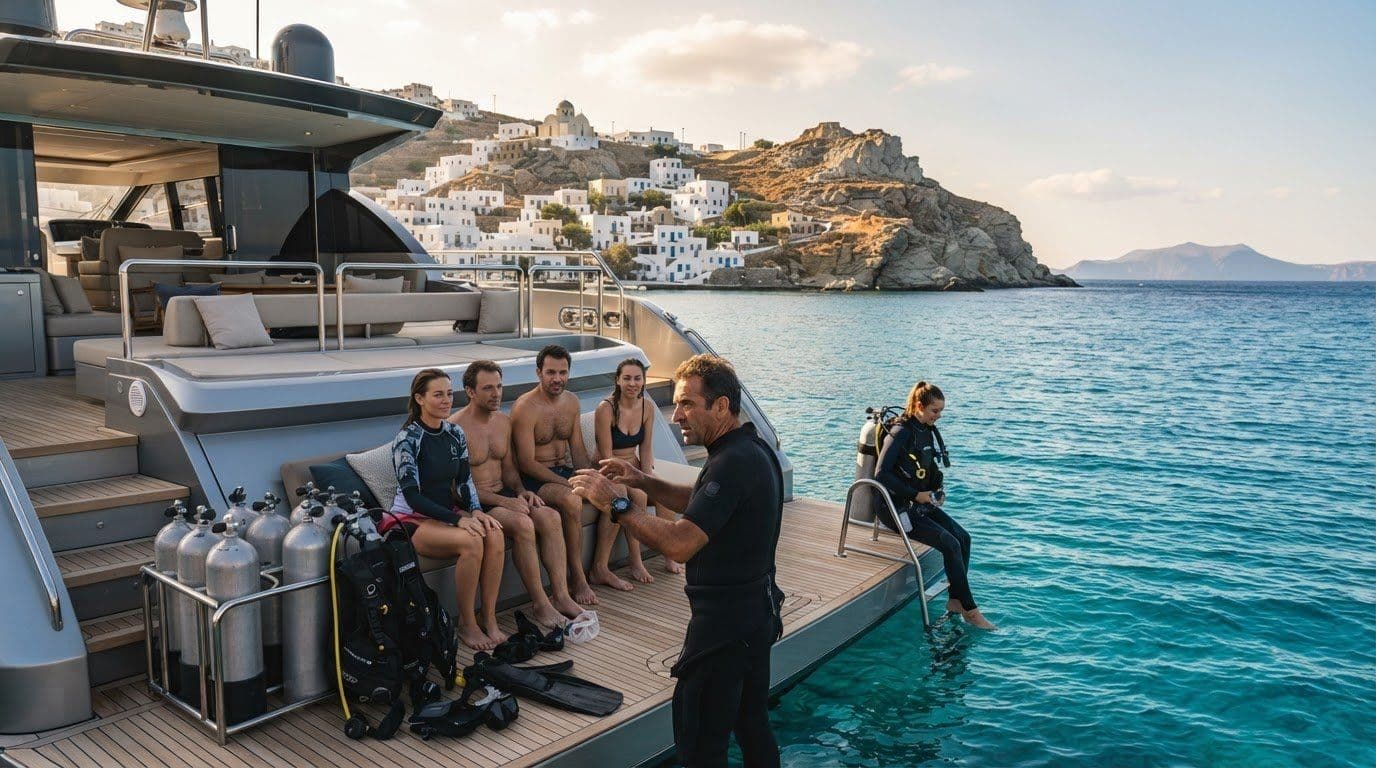 Chartering a Yacht with an Onboard Scuba Dive Master in Greece
