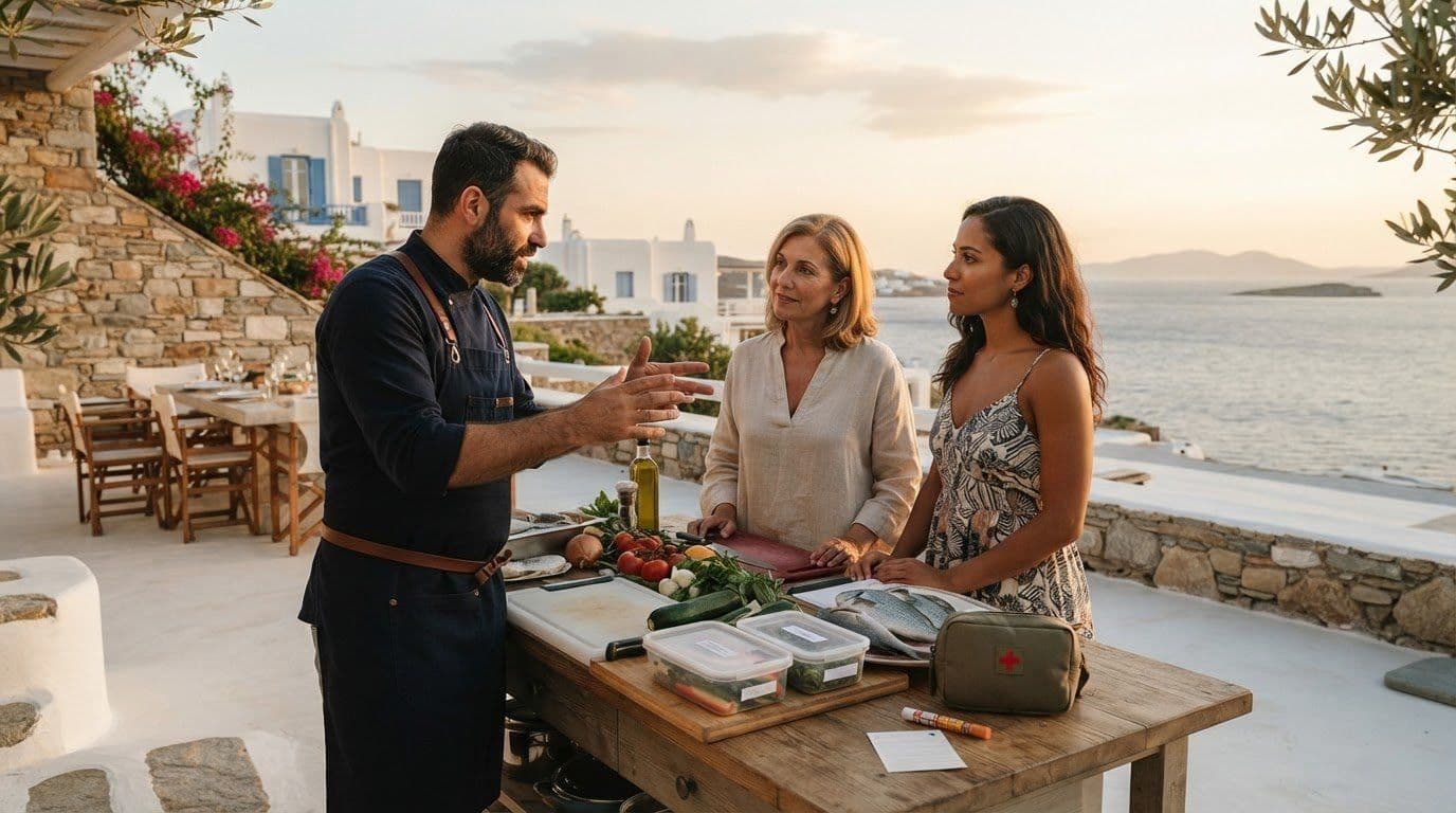Managing Severe Food Allergies with a Private Chef in Paros