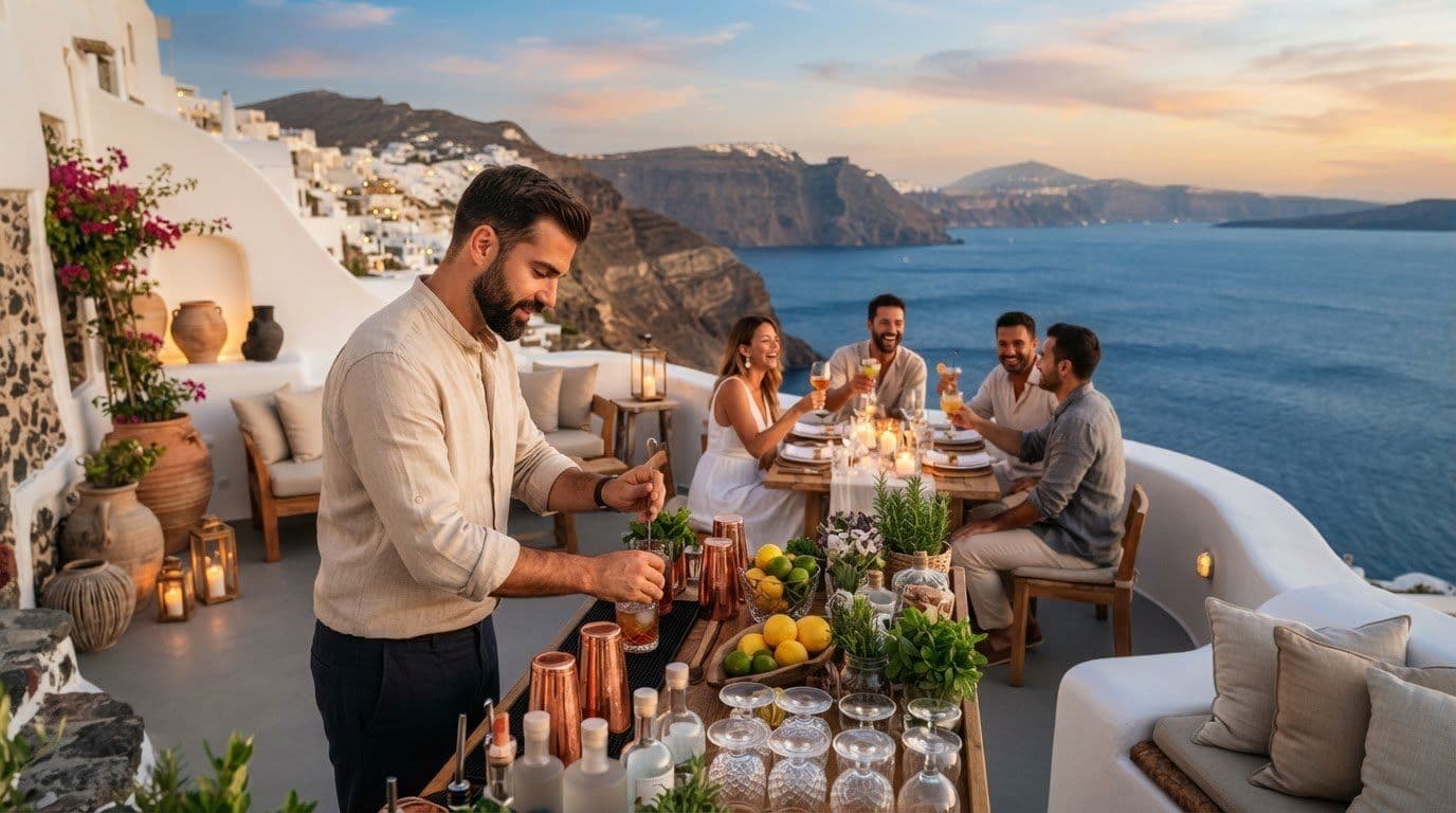 Hiring a Mixologist for a Santorini Villa Party: Guide