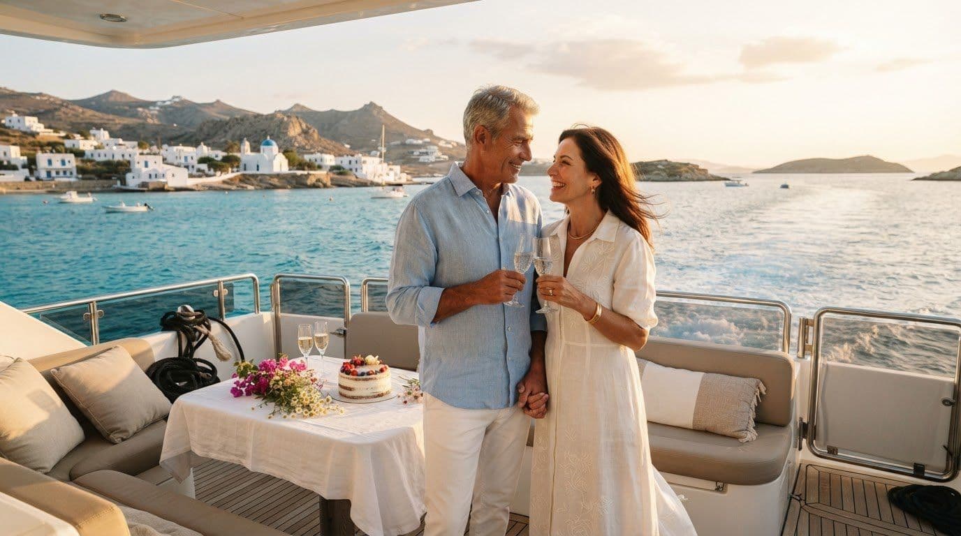 Creating an Unforgettable Milestone Wedding Anniversary on a Yacht in Paros