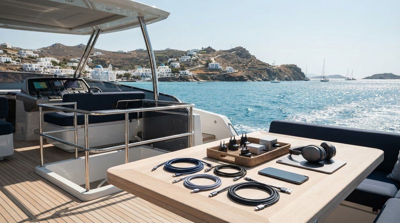 Electronics and Charging Converter Setup on European Luxury Yachts