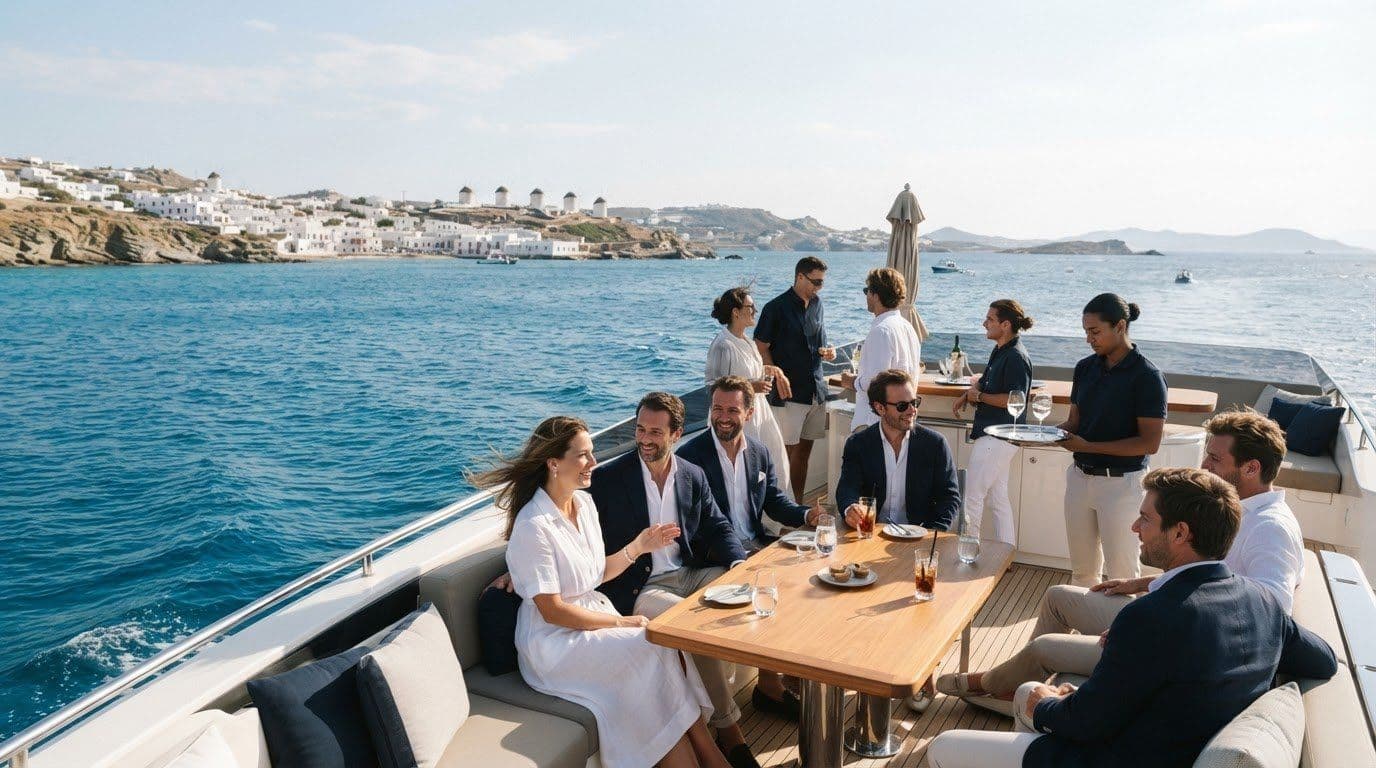 Corporate Yacht Charter in Mykonos: Routes and Onboard Service