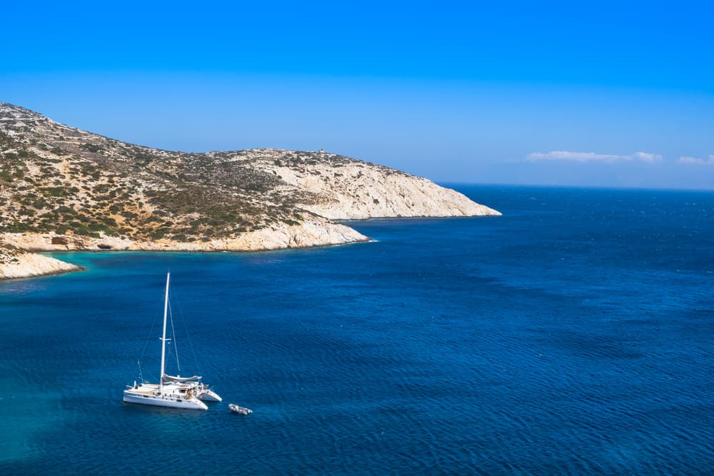 Donousa from Naxos | Private 8-hour yacht experience with Princess F55
