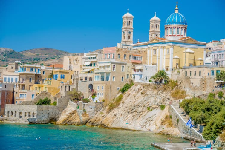Mykonos to Syros | Private Yacht Transfer with Ferretti 830