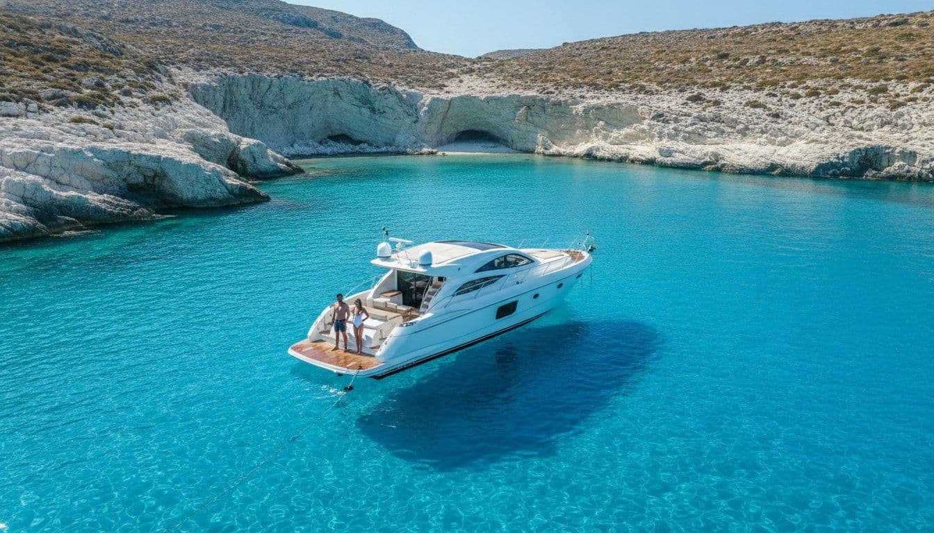 Crewed Yacht Charter to Poliaigos: Swimming the Cyclades' Uninhabited Blue Diamond