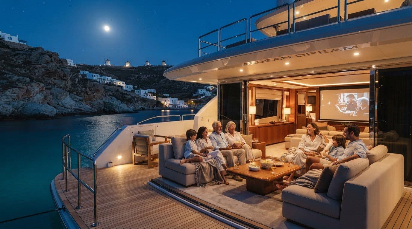 Greek Yacht Charter: Onboard Cinema for Family Nights