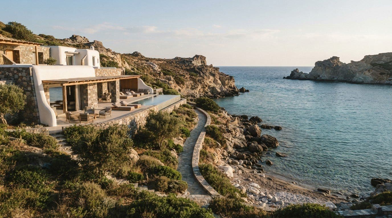 Secluded Luxury Villa Rental in Milos Near a Private Beach