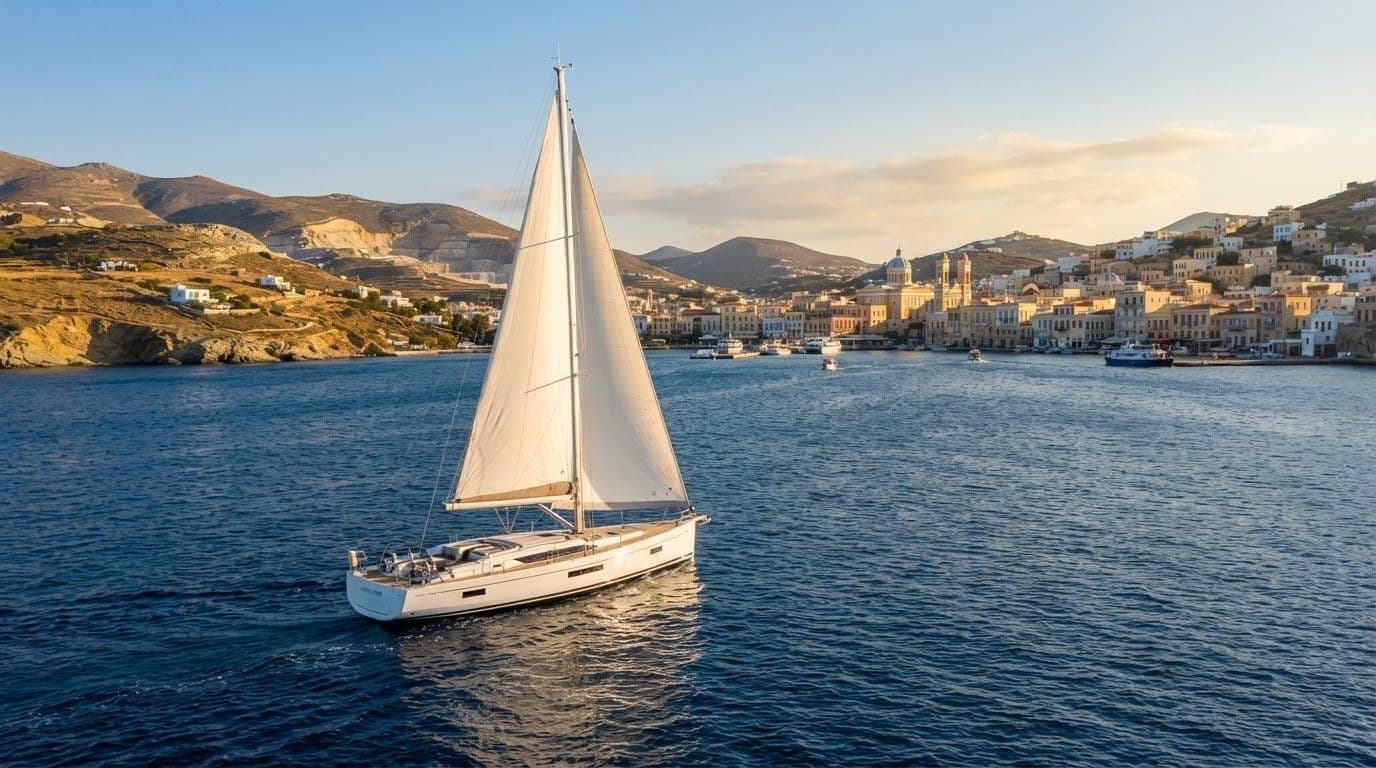 Luxury yacht cruise from Tinos to Syros with heritage