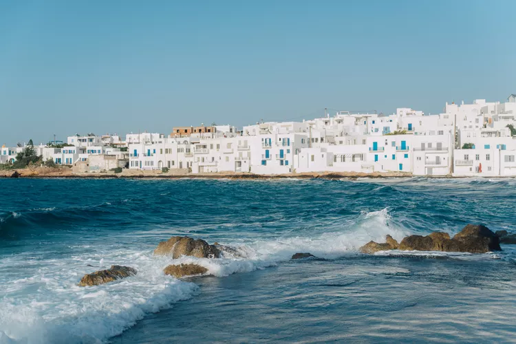 Waterfront homes on Paros, Greece.